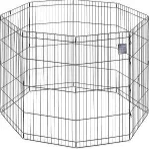 미드웨스트 반려동물용 접이식 금속 강아지/개 운동 펜 문이 없는 실내/외 놀이 16평방피트의 공간 24인치