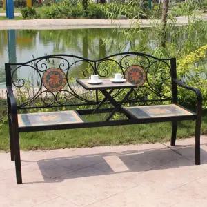 야외 벤치 의자 웨이팅 카페 철제 긴의자 테라스 대기