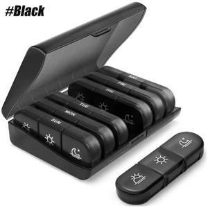 미니 휴대용 다중 칸막이 약통 여행용 7일 복용량 파티션 알약 정리함 (주간 사용)