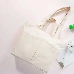 토트숄더백 캐주얼 캔버스 기저귀 가방 아이보리 (WFKDXNU)