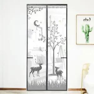 모기장 사슴 문 현관 방충망 100x200cm 아트 도어 롤망 자석 아파트 방범