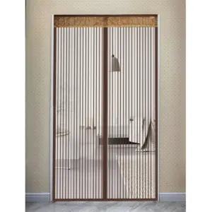 (리빙피스) 스트라이프 문 모기장(100x210cm) (브라운)방충망 현관 모기망 도어 출입