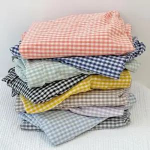 누블 침대 매트리스 커버 홑겹 SS/Q 체크 워싱 광목 순면 사계절 깅엄체크 광목_그레