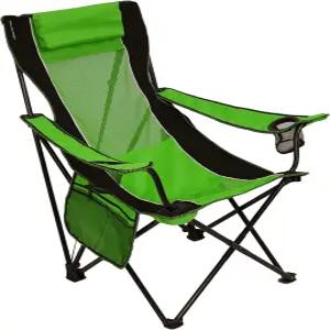 키자로 슬링 접이식 캠핑 의자 - 컵 홀더와 사이드 정리함 또는 쿨러가 내장된 이 야외 의자에서 야외를