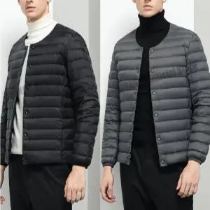 남자 오리털 경량 패딩 점퍼 유넥 브이넥 변형 덕다운 자켓 점퍼 덕다운 경량 패딩 오리털
