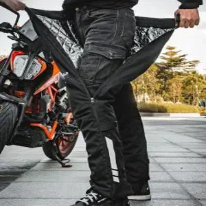 남성 겨울 오토바이 가죽 바지 방풍 보온 라이딩 바이커 레더 바이크 팬츠 탈부착