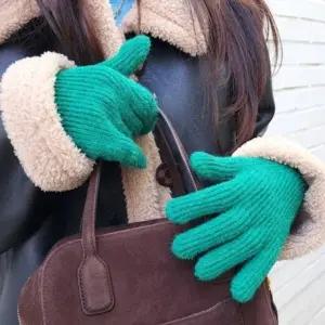 손가락 스마트폰 터치 골지 니트장갑 초록