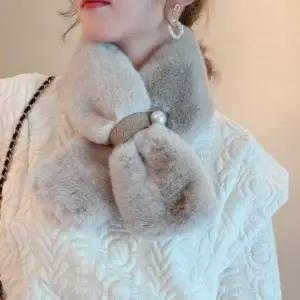 [지앤지]페이크 퍼 진주가죽고리 목도리   페이크 퍼 목도리   가죽고리 목도리   페이크퍼