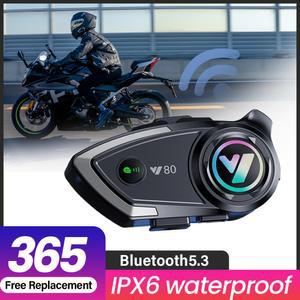 Y80 오토바이 헬멧 인터콤 블루투스 셋 더블 1000m 인터콤 핸즈프리 소음 감소 방수 블루투스