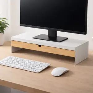 ELLOVEN 엘로벤 모니터스탠드+서랍장 47x26cm 모니터받침대 커피캡슐보관함