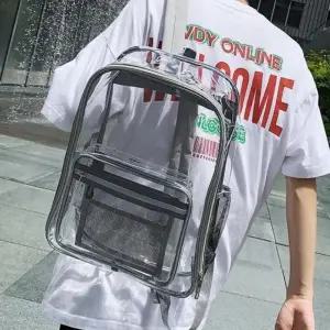 ( )그레이 투명 백팩 PVC 여름 배낭 물놀이 수영장 여행용 책가방 경량 데일리 가방