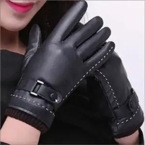 (색상 블랙)세련된 겨울장갑 손장갑 여자 기모안감 따뜻한 인조가죽
