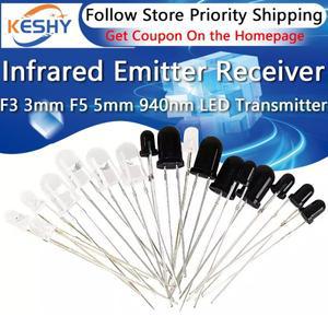 10 쌍 F3 3M 호환m F5 5mm 940nm LED 적외선 이미 터 및 IR 송신기 수신기 다이오드 301A Arduino 용 튜브