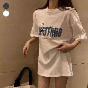 레터링 여성 오버 스타일 반팔티