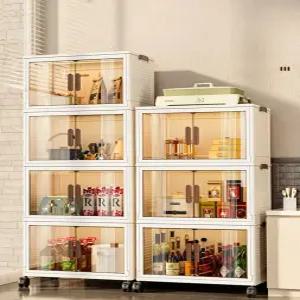 투명수납장 캐비닛 플라스틱 옷장 손잡이 보관함 여닫이 간이 수납장