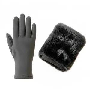 더블 레이어 스웨이드 퍼 스마트 터치 7종 토시 장갑 다그그레이