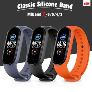 호환 샤오미 Mi Band용 실리콘 시계 스트랩 7 6 5 4 3 손목 밴드 팔찌 Smartwatch 액세서리