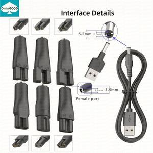 호환 OminGood 8PCS 전원 코드 5V 교체 충전기 USB 어댑터 종류의 헤어 클리퍼 바리깡  수염 면도기에 적합