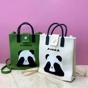 [콩심팥심]미니가방 판다 니트 크로스백 2칼러 팬더 심플백 카키