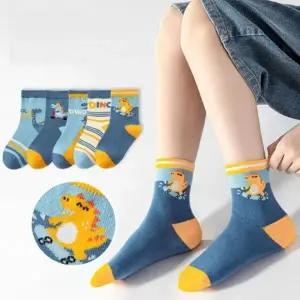 준캡 어린이 아동양말 씽씽공룡 중목 유아동양말 5족세트 4계절 면양말