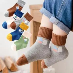준캡 어린이 아동양말 도형골지 중목 유아동양말 5족세트 4계절 면양말
