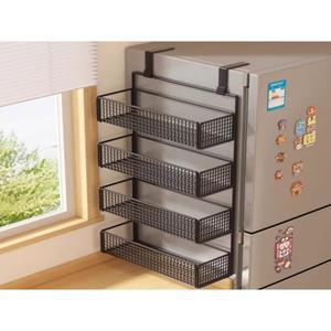 무타공 걸이형 주방 수납 선반 다층 냉장고 측면 정리 홀더 향신료 및 잡화용