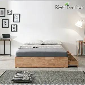 리버퍼니쳐 에스더 고무나무원목 무헤드 퀸 침대프레임 RH0075