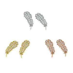 여자 깃털 큐빅 은침 우아한 데일리 포인트 귀걸이