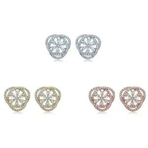 여자 고급스러운 꽃잎 큐빅 은침 귀걸이