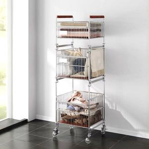 3단빨래바구니 올스텐빨래바구니 스텐 철제 욕실 빨래 이동식