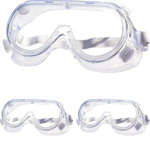 아이글라스스토르 3팩 안전 고글 보호 조절 가능 안경 위에 스플래시 눈 실험실 건설 작업자 양파 자르기 투명 렌즈 흰색