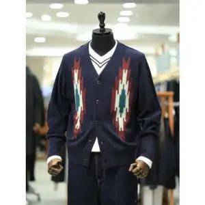 [갤러리아] BON F/W 네이비 자카드 자수 가디건 BNEFSW834