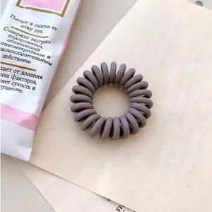 파스텔 무광 전화선 스프링 헤어끈 다크그레이