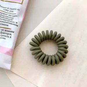 파스텔 무광 전화선 스프링 헤어끈 카키