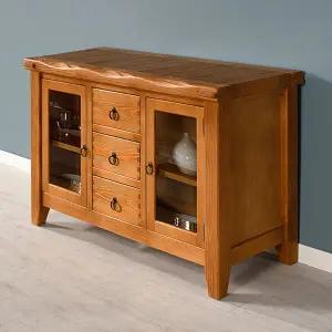 [마루엔개비] 우리목 양문수납 유리 3거실장 원목 TV장