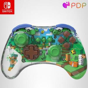 PDP RELMz 무선 닌텐도 스위치 프로 컨트롤러, 맞춤형 LED, 40시간 충전식 배터리 전원, 닌텐도 공식 라이선스: 마인크래프트 스티브 - 포레스트 바이오메