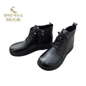 [무크][행복한백화점][무크]mook 여성 소가죽 퍼 레이스업 워커 블랙 516HB522668AA