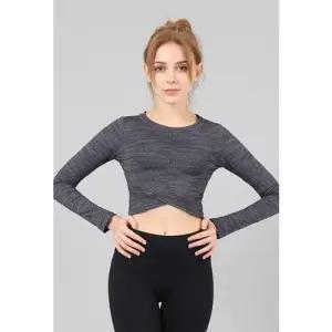 시그니쳐 크롭 긴팔티셔츠 멜란지그레이 W3981E8