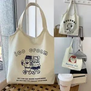 보른 여성 빈티지 일러스트 캔버스 에코백 숄더백 가방