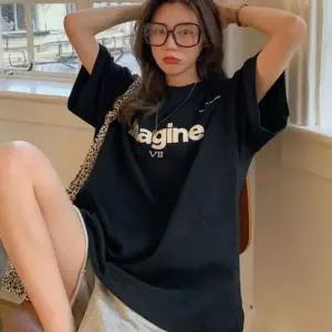 레터링 여자 반팔 티셔츠 여성 오버핏 라운드 박스티