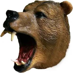 갈색 곰 동물 머리 라텍스 마스크 할로윈 야생 숲 의상 회색