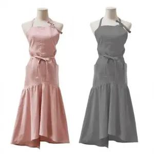 여성 스런 프릴 앞치마 신혼 어린이집 린넨