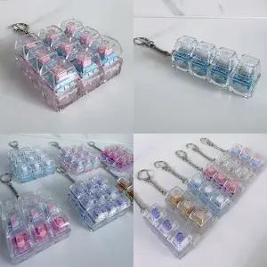 신상 4키 9키 투명 피젯 키보드 키링 키캡 딸깍이 토이