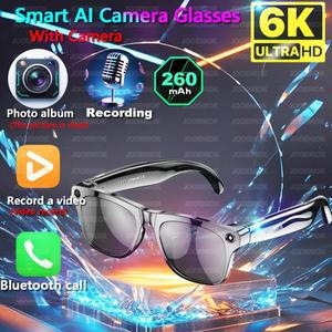 화웨이 샤오미 AI 스마트 안경 챗 GPT 6K HD 카메라 블루투스 통화 260Mah 배터리 음성 비서 제어 스마트