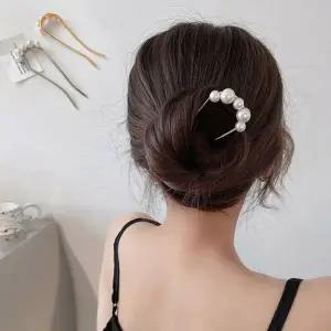 머리 디자인 깔끔한 비녀 올림 여성 U자형 진주 헤어