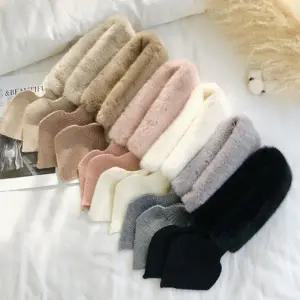 나프커 페이크퍼 털 목도리 넥워머 리본 고리 니트 간절기 겨울 머플러 방한 퍼목도리 페이크밍크 털목도리