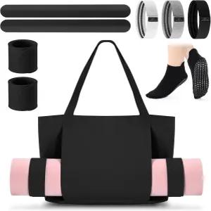 요가 매트 토트백 부티 저항 밴드 논 슬립 스포츠 양말 실리콘 타이를 포함한 여성용 할로스큐메 요가백