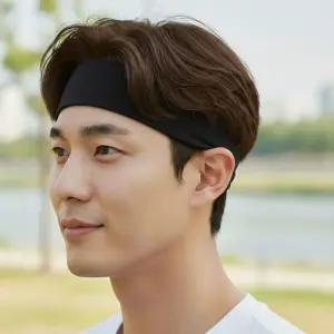 남성 스포츠 헤어밴드 와이드핏 땀흡수 운동용 머리띠 4컬러 런닝 크로스핏 축구 등산