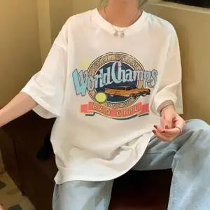 WL 여성 오버핏 반팔 흰 티 프린팅 프린트 박스 티셔츠