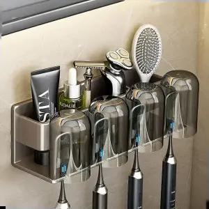 전기면도기거치대 화장실 양치컵포함 치약 면도기 칫솔 꽂이 4구